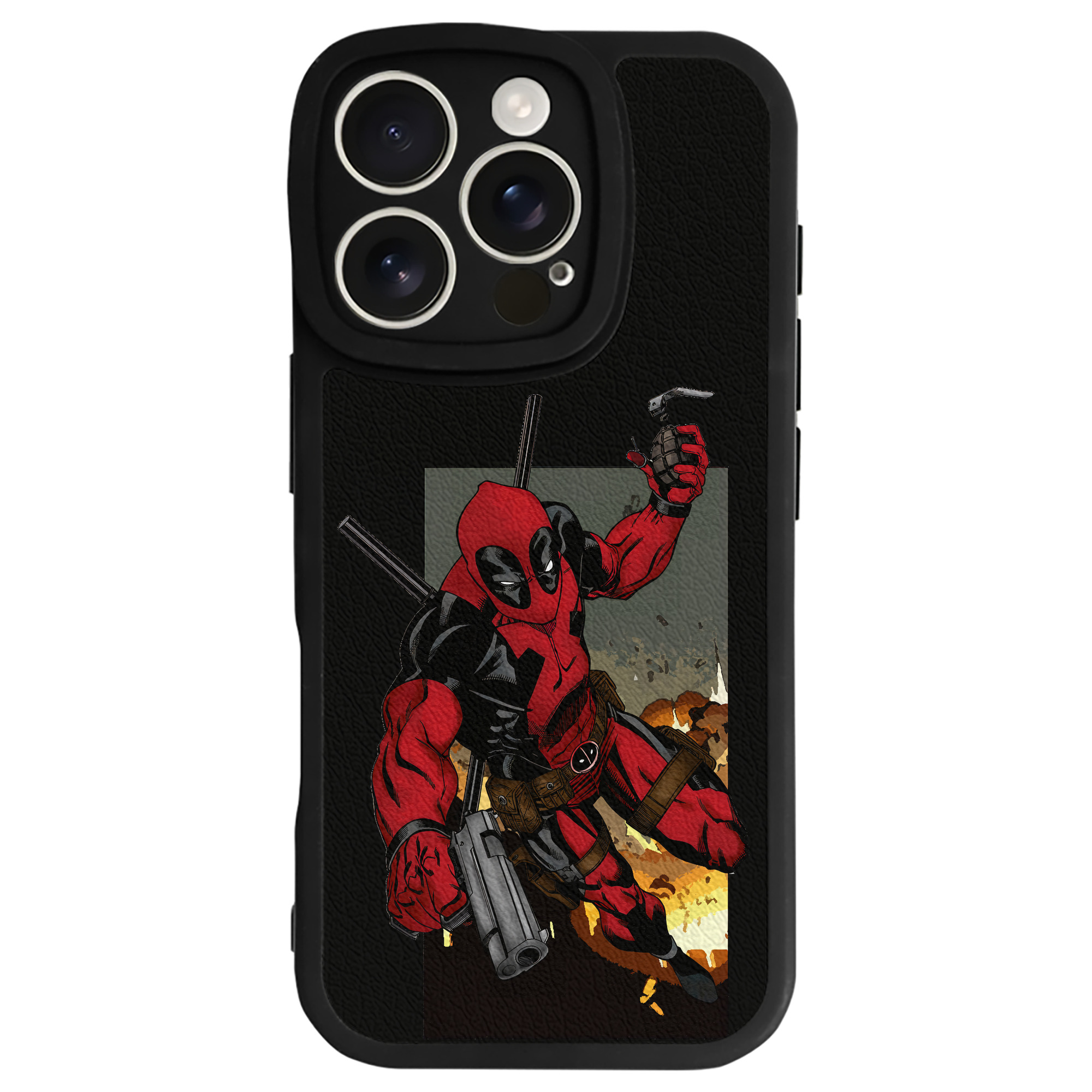 （画像用） Deadpool デッドプール 【iPhone 16シリーズ対応】シリコンスマホケース（レザー調） 材質：シリコン